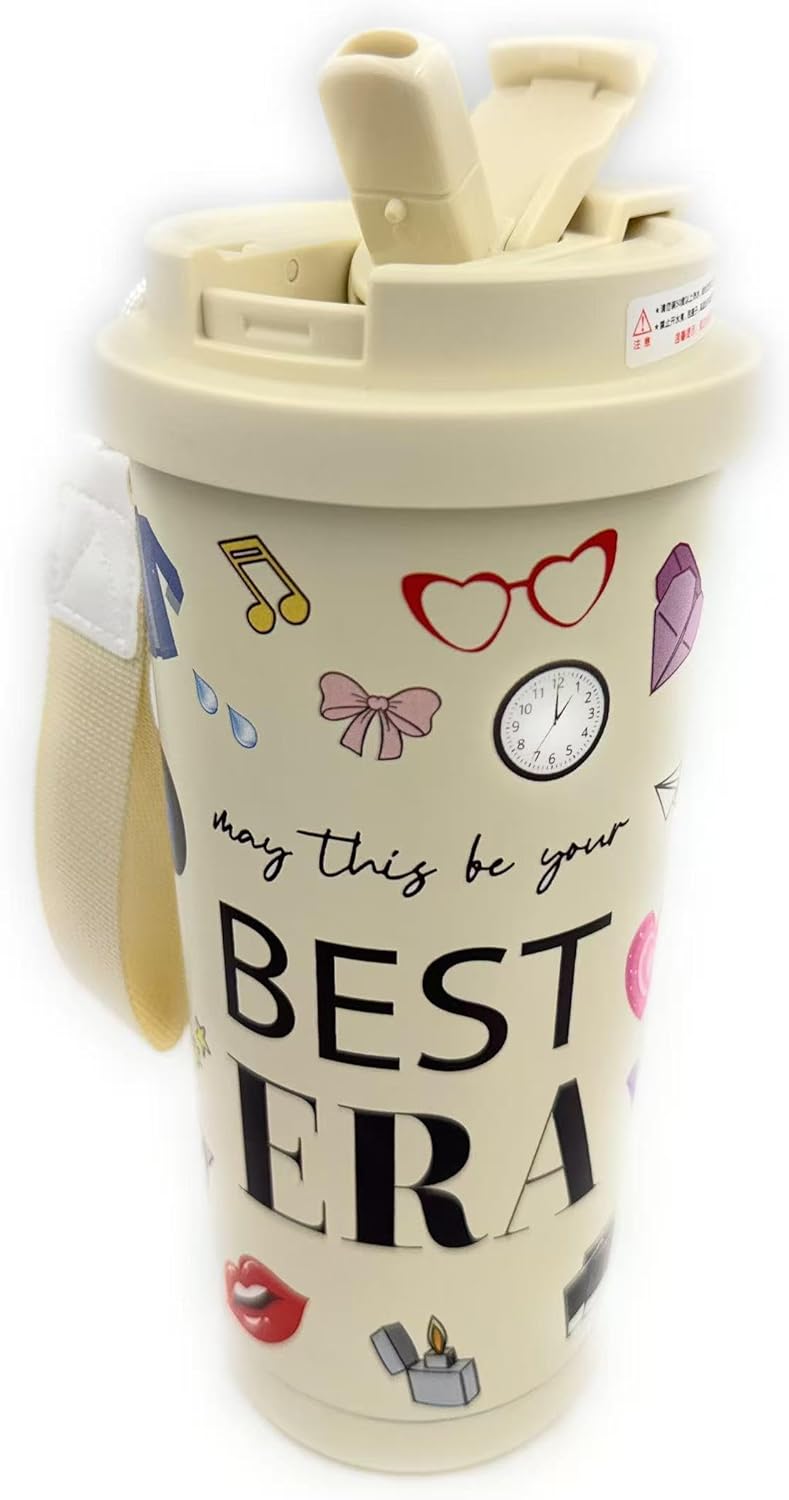 May This Be Your Best Era Gift Insulated Tumbler Singer Inspired Travel Mug18 Ounce Stainless Steel Water Bottle with Dual Lids Straw and Portable Strap Fashional Coffee Cup for Music Fans - Image 4