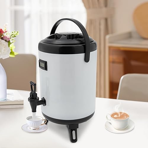Miniatura 4 de Dispensador de bebidas aislado, termómetro dispensador de bebidas frías y calientes de acero inoxidable, dispensador de agua de 8 litros con espita