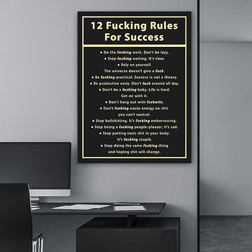 Miniatura 3 de NATVVA Póster inspirador de 12 reglas para el éxito, con cita motivacional, decoración de pared, lienzo, impresiones artísticas, pintura, obras de