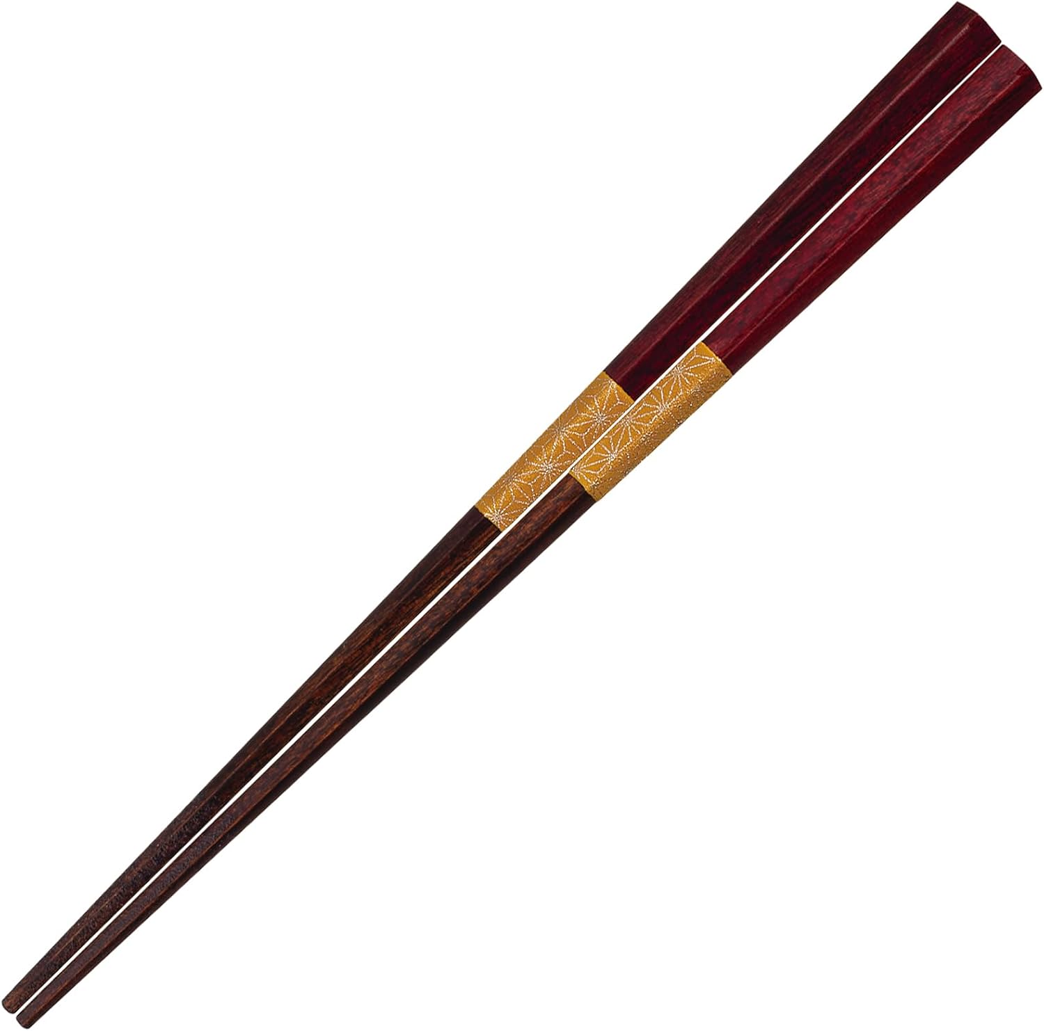 Sunlife H-06025 Chopsticks, Dishwasher Safe, Adults, Long, 9.1 inches (23 cm), Pentagon, Hemp Pattern, Red, Made in Japan