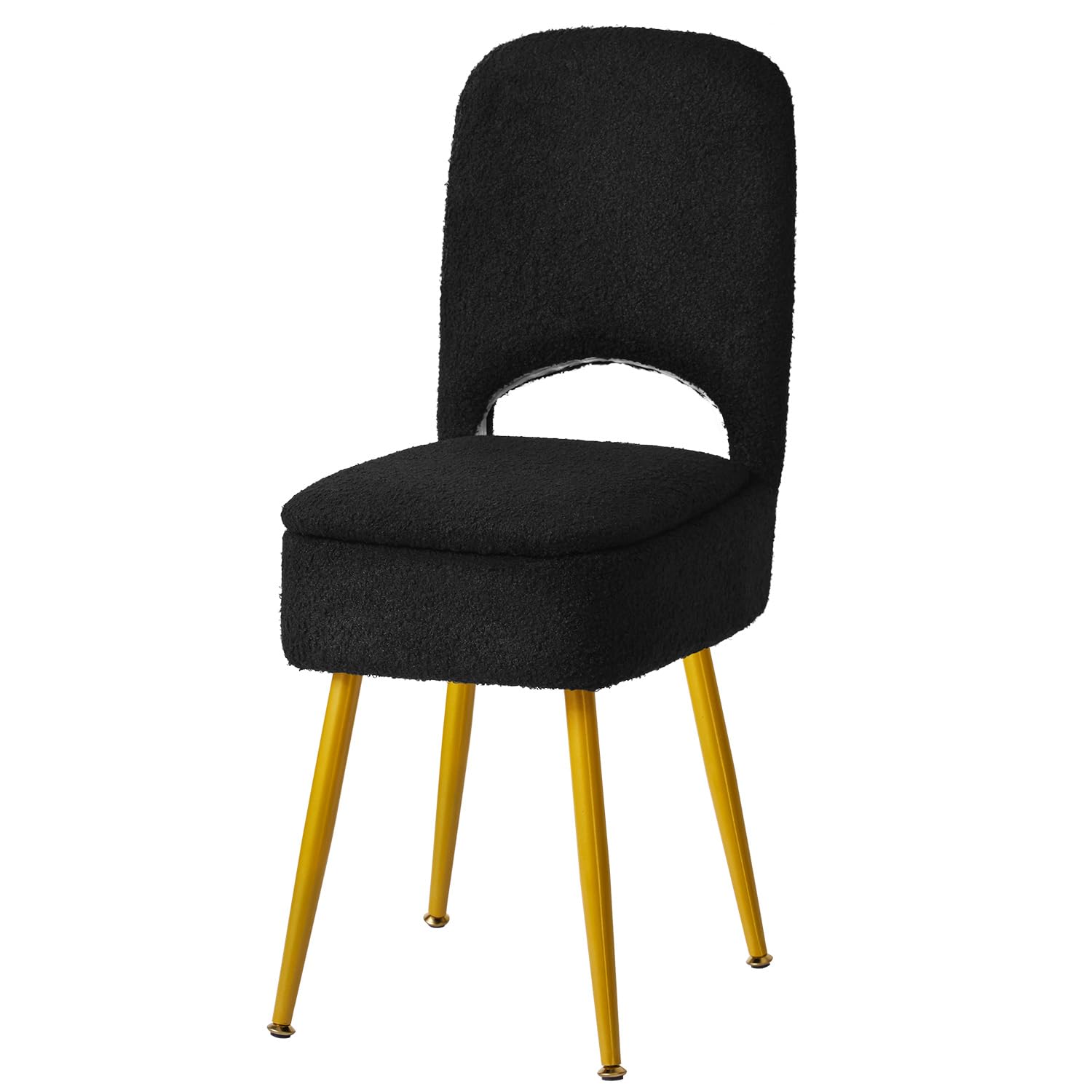 IBUYKE Storage Vanity Stool Chair with Folding Backrest, Black WBD027B