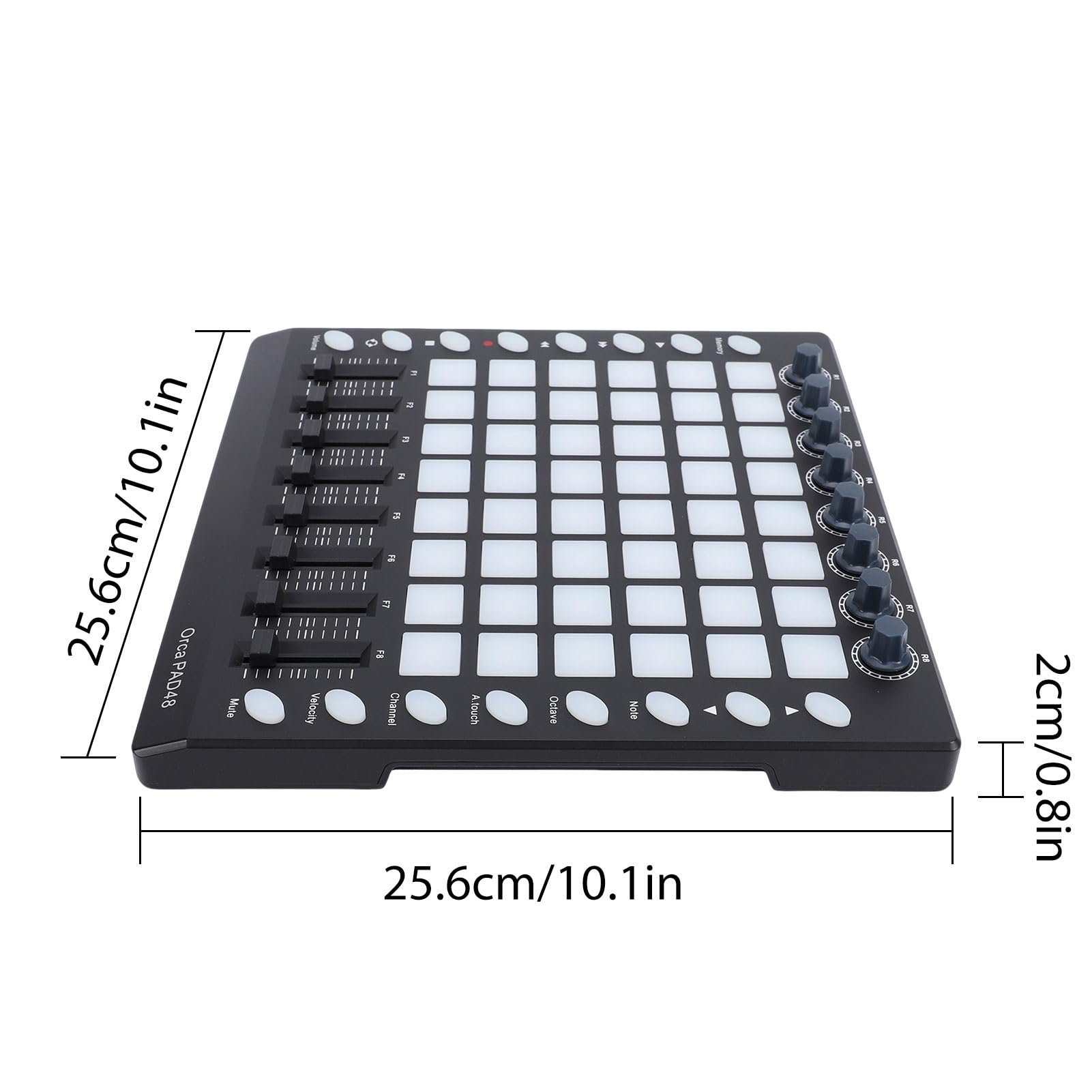 RiToEasysports Controlador MIDI, 48 Pads Retroiluminados RGB con 8 Perillas 8 Atenuadores para Producción Musical, Pad de Batería USB Portátil para DJ Performance Live Studio
