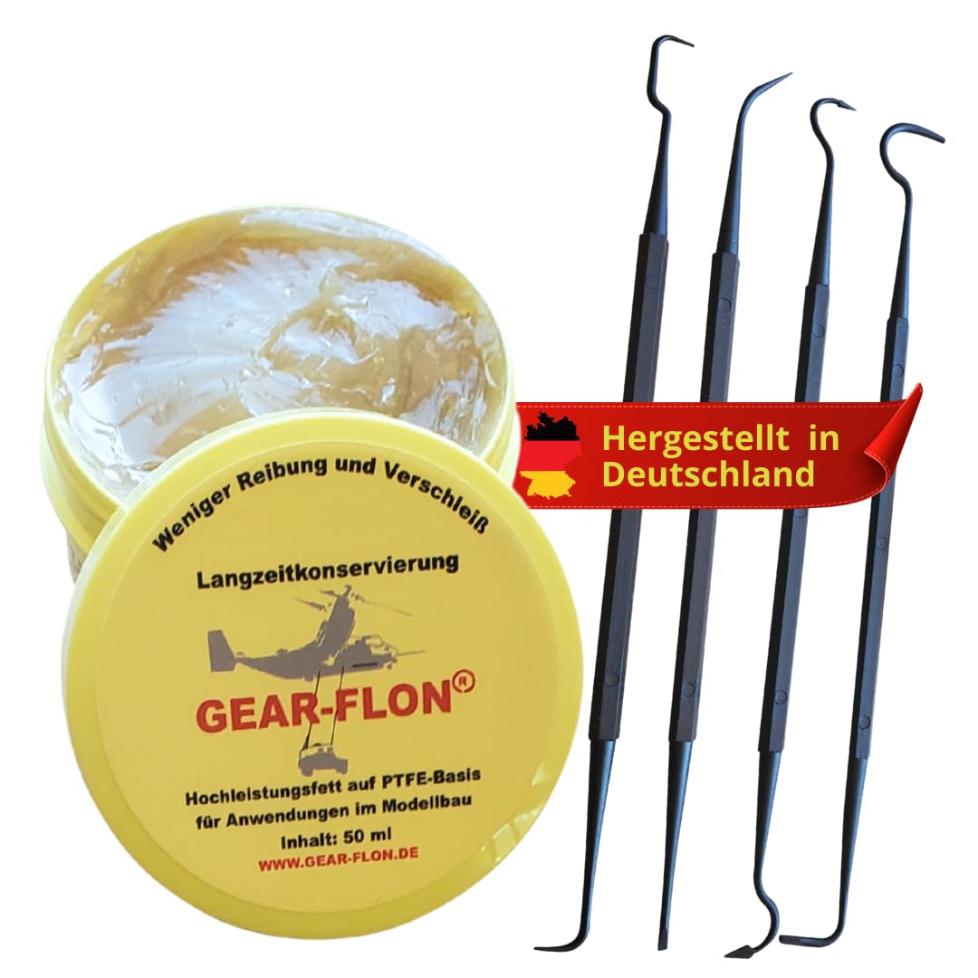 Grasso per Modellismo GEAR-FLON, Lubrificante ad Alte Prestazioni con PTFE per Giunti, Ingranaggi e Unità di Azionamento, per Modellini di Alta Qualità, per Meccanica Fine