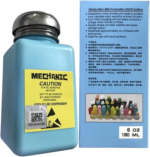 Miniatura 3 de DIYPHONE Botella de alcohol líquido con tapa de metal de 6.1 fl oz, dispensador de disolvente, dispensador de líquido ESD, recipiente de plástico,