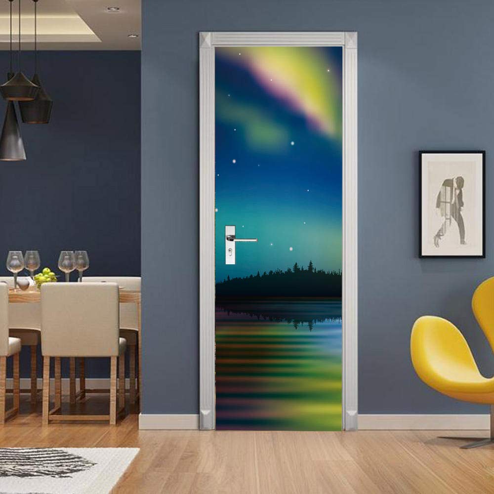 Adesivi per Porte Interne Strisce Grigio Argento Adesivi per Porte PVC Adesivi Porte Interne Autoadesivin Adesivo Porta Interna Rimovibili Adesivo Porta Casa Arredamento Carta Bagno 77x200cm