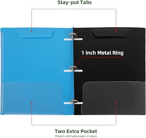 Miniatura 3 de LETVPVOW Carpeta portátil de 3 anillas, carpeta de presentación, práctica carpeta con lomo texturizado elástico, cubierta frontal personalizada + 2