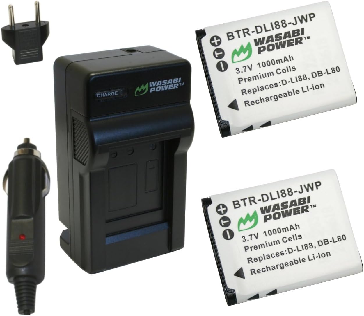 Battery (2-Pack) and Charger for Toshiba PX1686 and Toshiba Camileo BW10, SX500, SX900