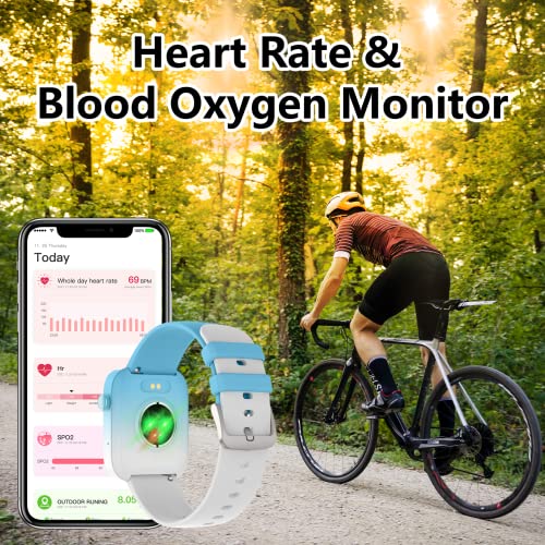 Smart Watch, 1.8'' Fitness Watch With Text And Call, Activity Tracker Smartwatch With Heart Rate, Blood Oxygen, And Sleep Monitor, Ip68 Waterproof, For Women And Men Iphone Android Phones Blue+White #TOP2