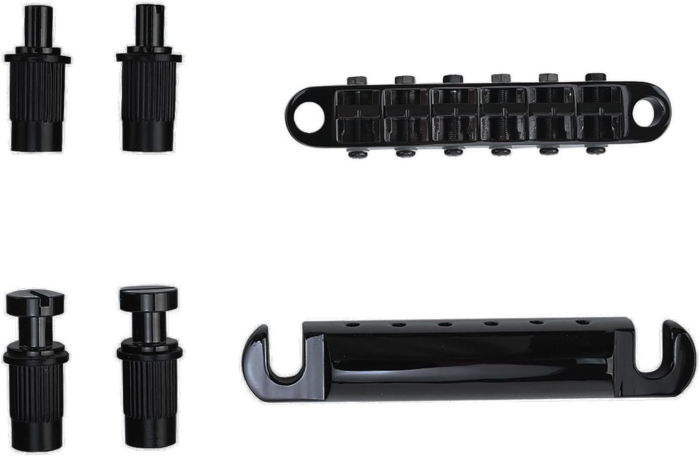 Black Tune-O-Matic Guitar Bridge and Stop Bar Tailpiece Combo M8 Metric Thread 6 String Fixed Bridge Compatible with Les Paul LP SG Style Electric Guitar Replacement Parts