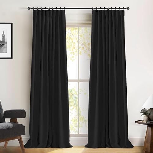 100% Blackout Shield Cortinas opacas de lino de 120 pulgadas de largo, juego de 2 paneles, anillos de clipcortinas opacas con bolsillo para barra, 100% Blackout Shield Cortinas opacas de lino de 120 pulgadas de largo, juego de 2 paneles, anillos de clipcortinas opacas con bolsillo para barra,
