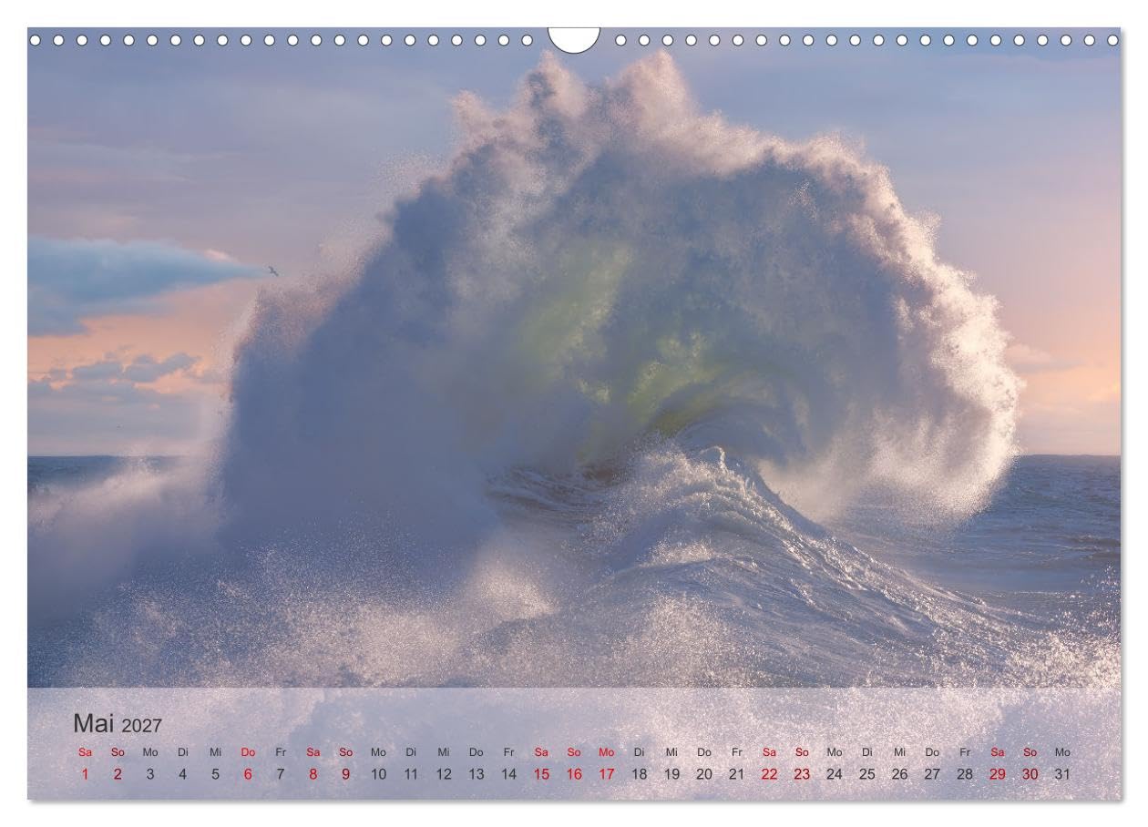 CALVENDO - Wellen Konzert (Wandkalender 2027 DIN A3 quer), Monatskalender: Wellen bei Seestürmen im Mittelmeer.