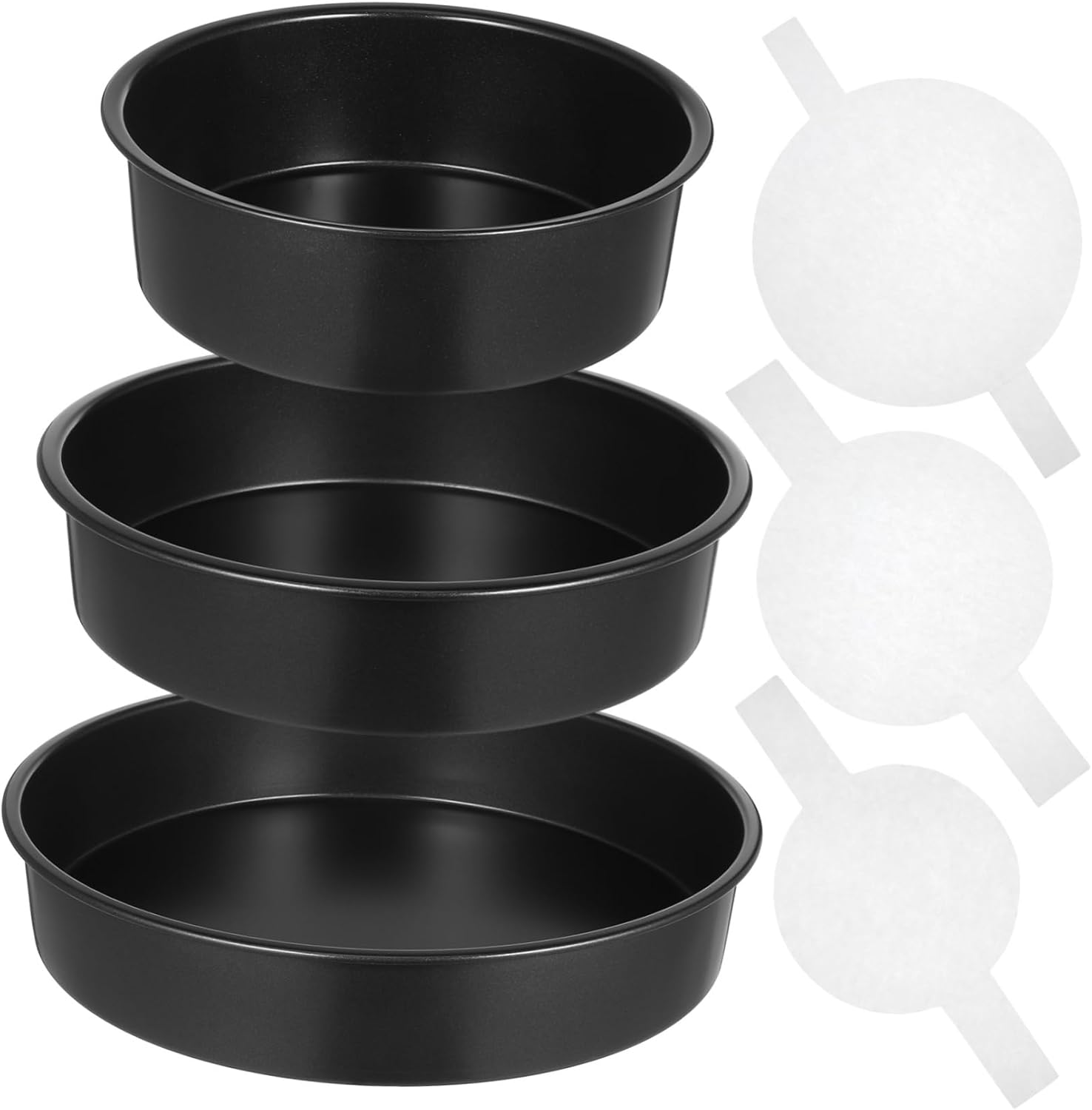 Happyyami 3 Pcs Round Nonstick Cake Pans Baking Molds with Parchment for Easy Layered Cake Baking and Freshness Preservation Home Kitchens
