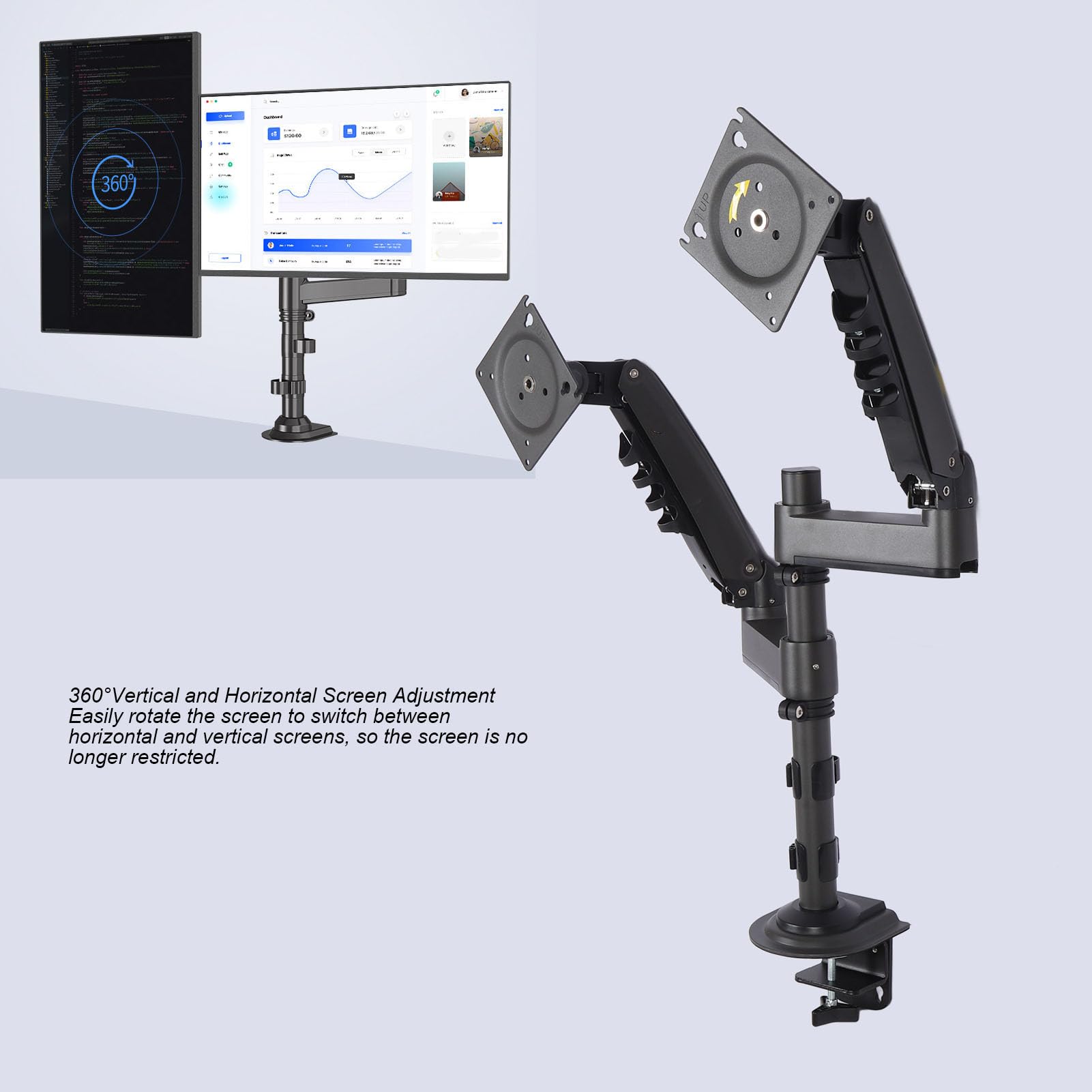SIXRUN Supporto per Doppio Monitor, 17-27 Pollici Alluminio Pesante