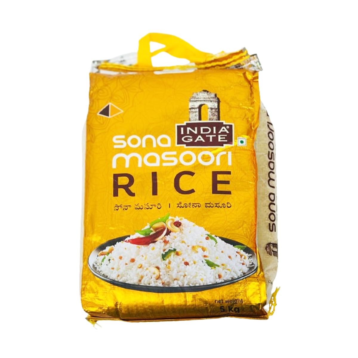 India Gate Sona Masoori Rice - 5kg, Golden Ivy, Aromatic and Medium-Grain, Ideal for Everyday Meals, Biryani, Pulao, Product from India Multiple Pack (Pack of 1)