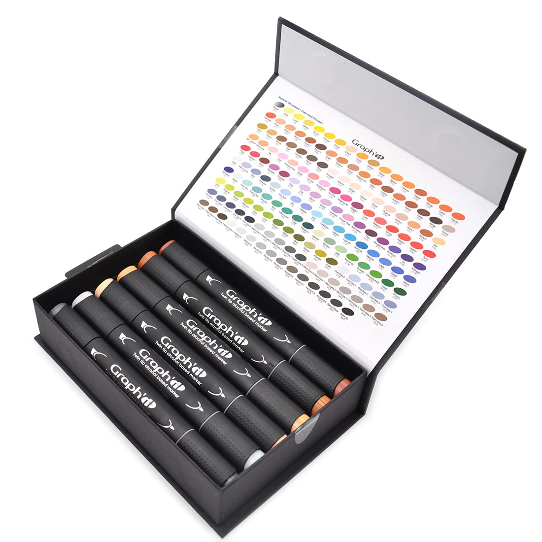 Graph'it - Set de 12 Marqueurs à Alcool Double Pointe : Fine et Biseautée pour Dessin de Manga, Illustration, Colorant, Esquisse, Écriture - Rechargeables - Set People