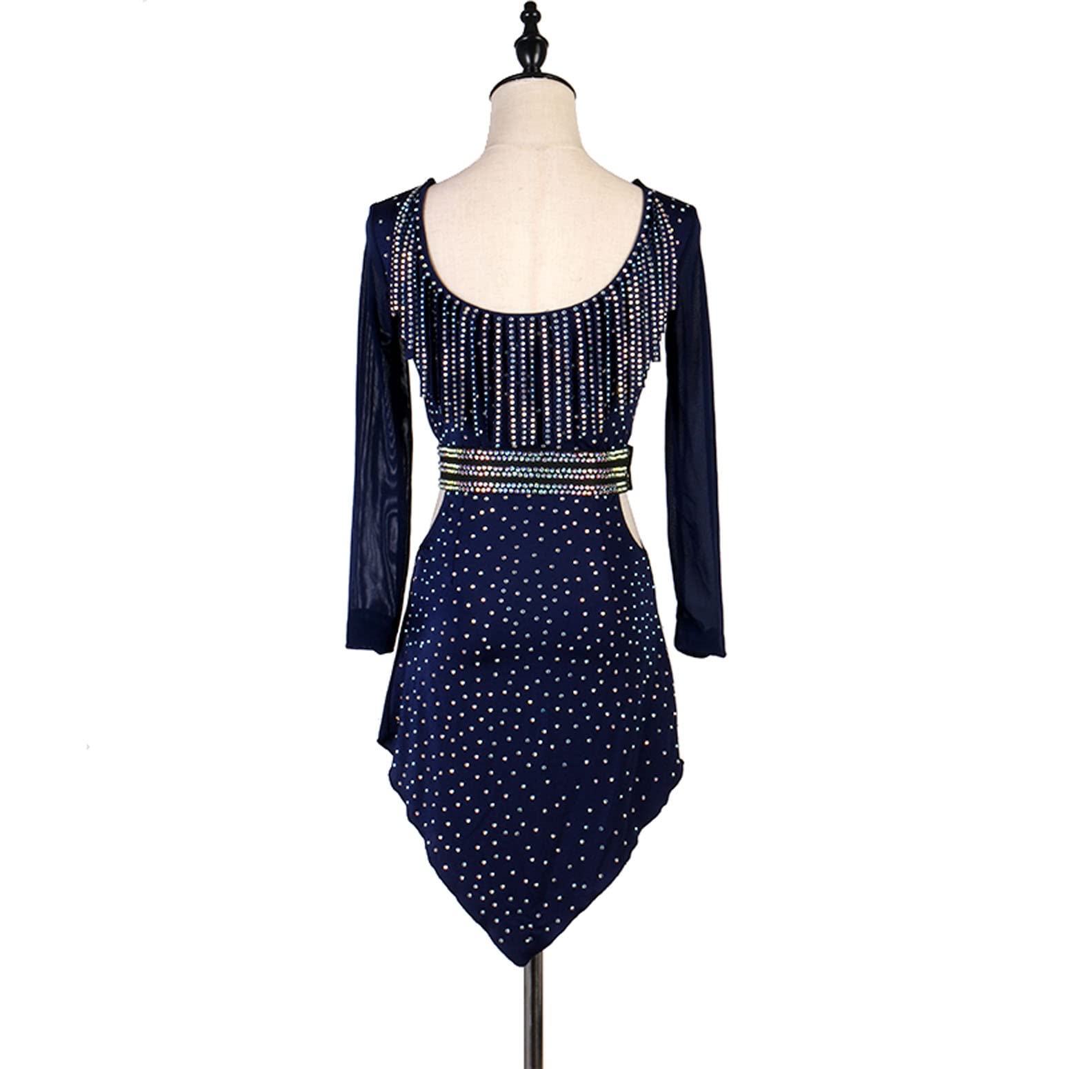 Abiti da Competizione Latino Americani con Scollo A V Abbigliamento da Ballo Scintillante per Samba E Rumba Abbigliamento da Tango da Sala Professionale da Donna