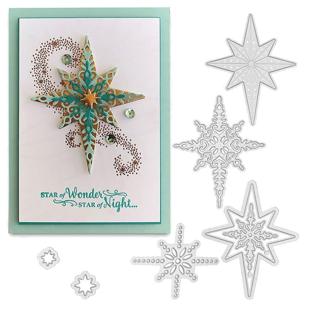 Casiler Silver 7Pcs/Set Starlight Snowflake Metal Cutting Scrapbooking Christmas Cutting Embossing Stencils Die Cut Album Paper Card Making