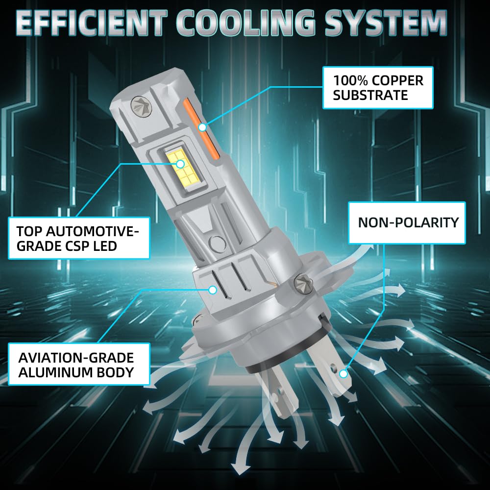 Lampadine alogene a LED per la guida notturna, 20000LM Fari LED per auto destrorse, 12V, 6000K Bianco, Abblaglianti H1, Anabbaglianti H7, For Ford Fiesta VI 2009-2017