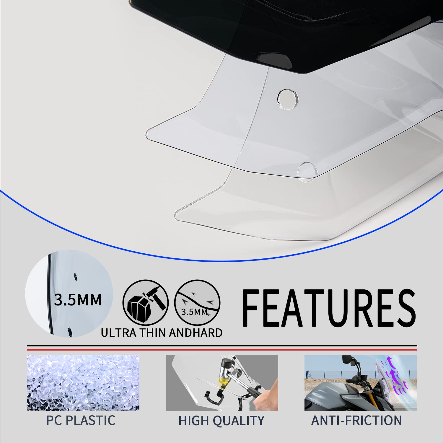 Amazon | オートバイフロントガラスフロントガラスディフレクター