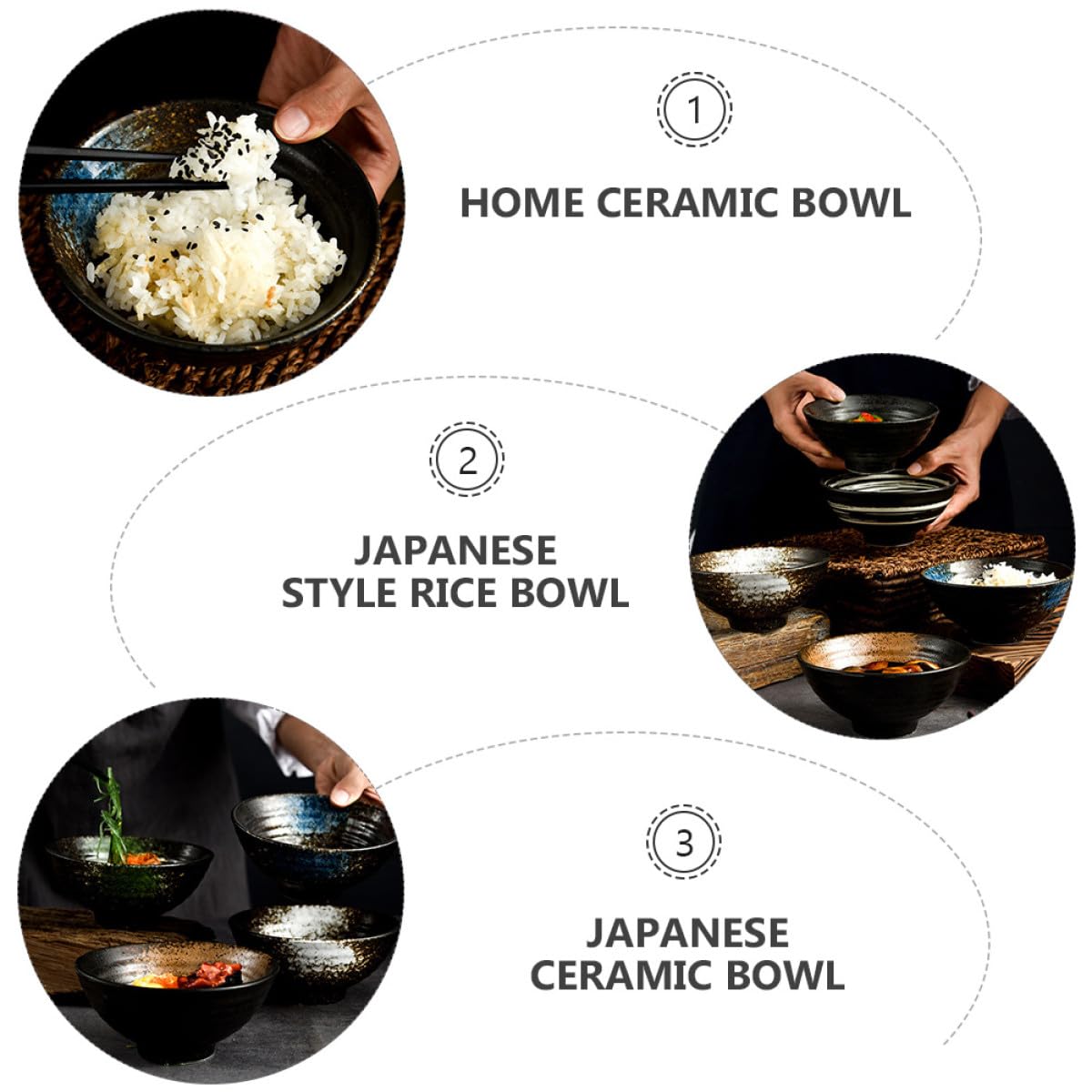 Luxshiny Tazones de Cerámica Japoneses Fáciles de Limpiar Juego de 4 Aptos para Comidas Frías y Calientes, Estilo Japonés Color Aleatorio para Ramen y Arroz