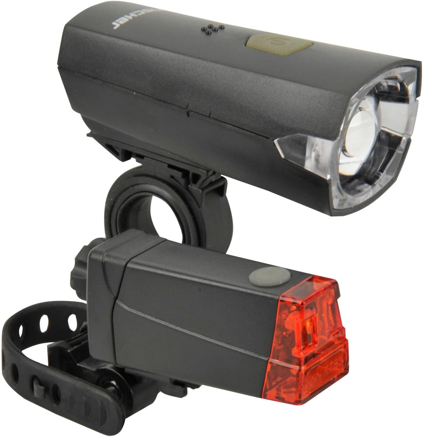 Fischer Bicycle Lighting Set 12 Lux Battery Light Set Front and Rear Light IP44 Splashproof German Road Traffic Regulations Approved Black