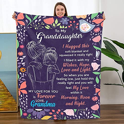 CHWSDT Manta con Letras para mi Mamá, Abuela, Nieta, Papá, Hijo, Sobrino para Cumpleaños, Boda, Día de San Valentín, Manta Suave,To Granddaughter 1,60″ x 80″