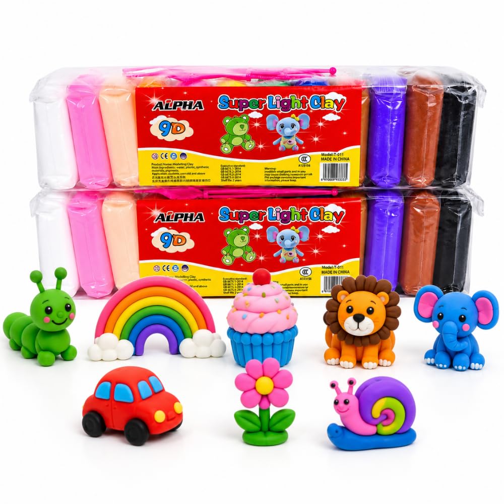 Air Dry Clay for Kids | Soft Non Toxic Modeling Clay Kit | DIY Arts & Crafts Play Dough | Creative Educational Toy | School Project | Birthday Return Gift for Boys & Girls-image-32