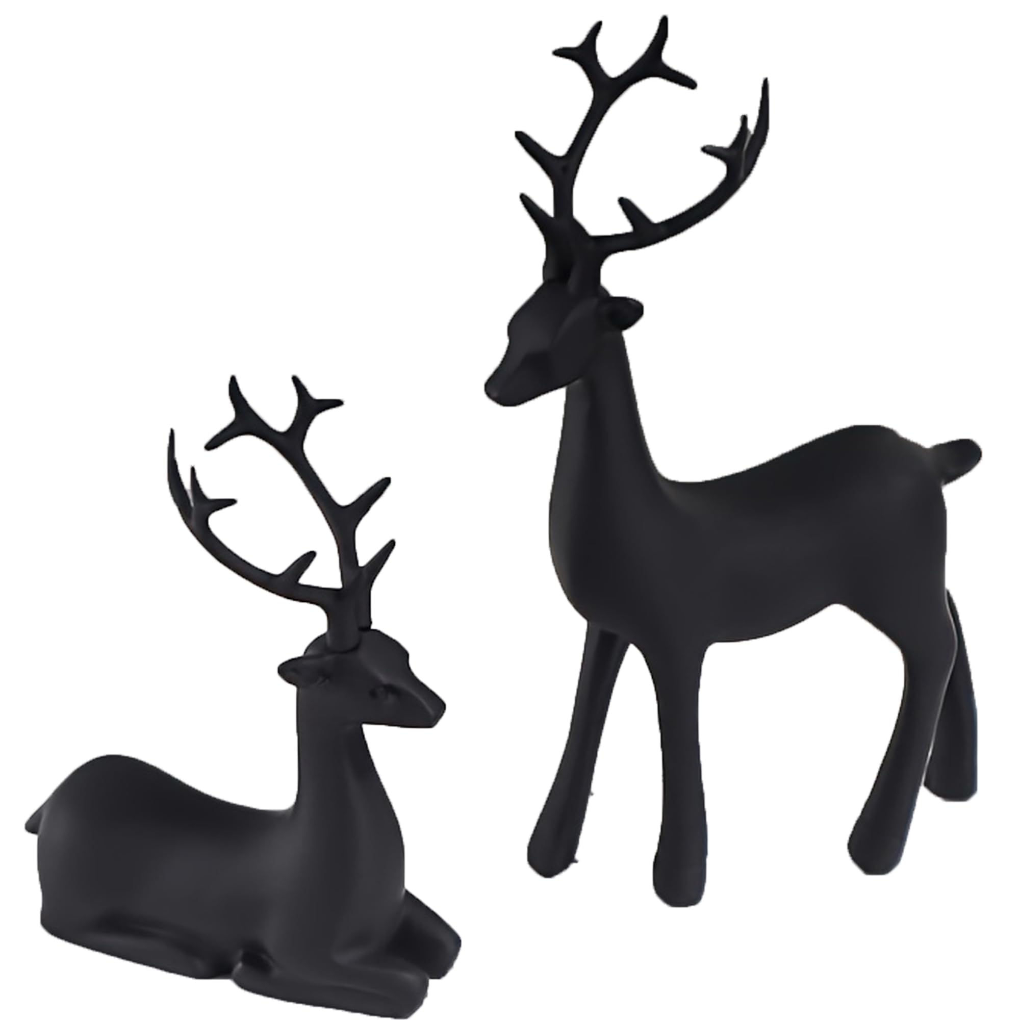 LSFYSZD 2pcs Reindeer Sculpture Resin Christmas Elk Statues Home Office Decorative Displays for Living Room, Bedroom, Bathroom, Bookshelf, Desktop, Cabinets (Z1-Black, One Size)