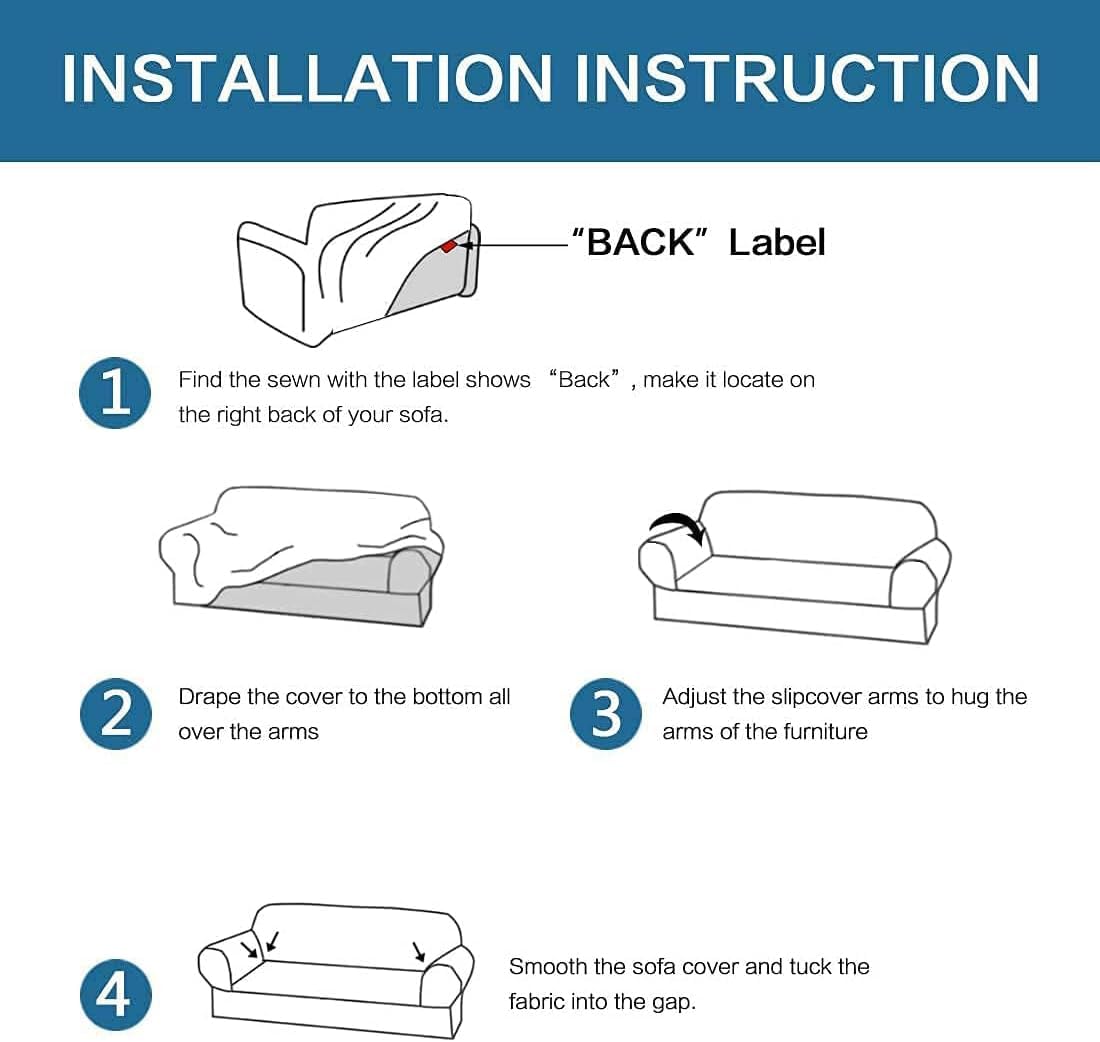 H.VERSAILTEX Stretch Couch Covers for Sofa 1 Piece Slipcovers for Couches and Sofas 3 Seater Couch Cover Feature Thick Checked Jacquard Fabric with Elastic Bottom, 72"-88" Wide, Cream 6 61cbjYjAfsL. AC SL1100