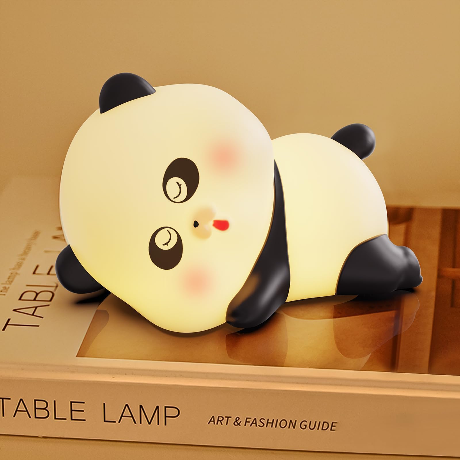 TERRIFI Cute Panda Night Light for Kids, 3-Level Dimmable with 7 Colors, LED Squishy Animal Lamp, Food Grade Silicone Touch Nursery Light with Timer, Ideal Room Decor for Children
