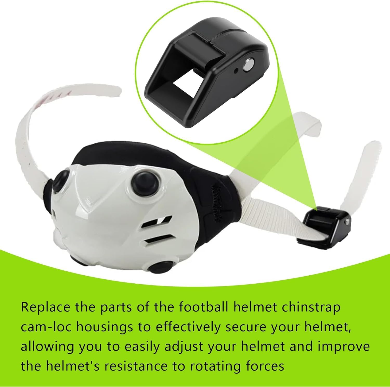Football Helmet Chin Strap Cam Loc Housings set and Helmet Chinstrap w/Screws and T-Nuts Compatible with Riddell SpeedFlex,Keep for Speedflex Youth Football Helmet Chinstrap Stabilization System
