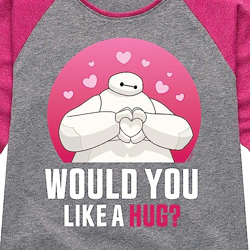 Disney Big Hero 6 - Baymax Like A Hug - Toddler and Youth Girls Raglan Graphic T-Shirt3