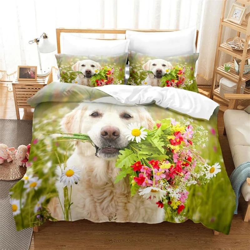 Cadeau homme et décoration de mariage parure de lit 240 x 260 originale chiens verts