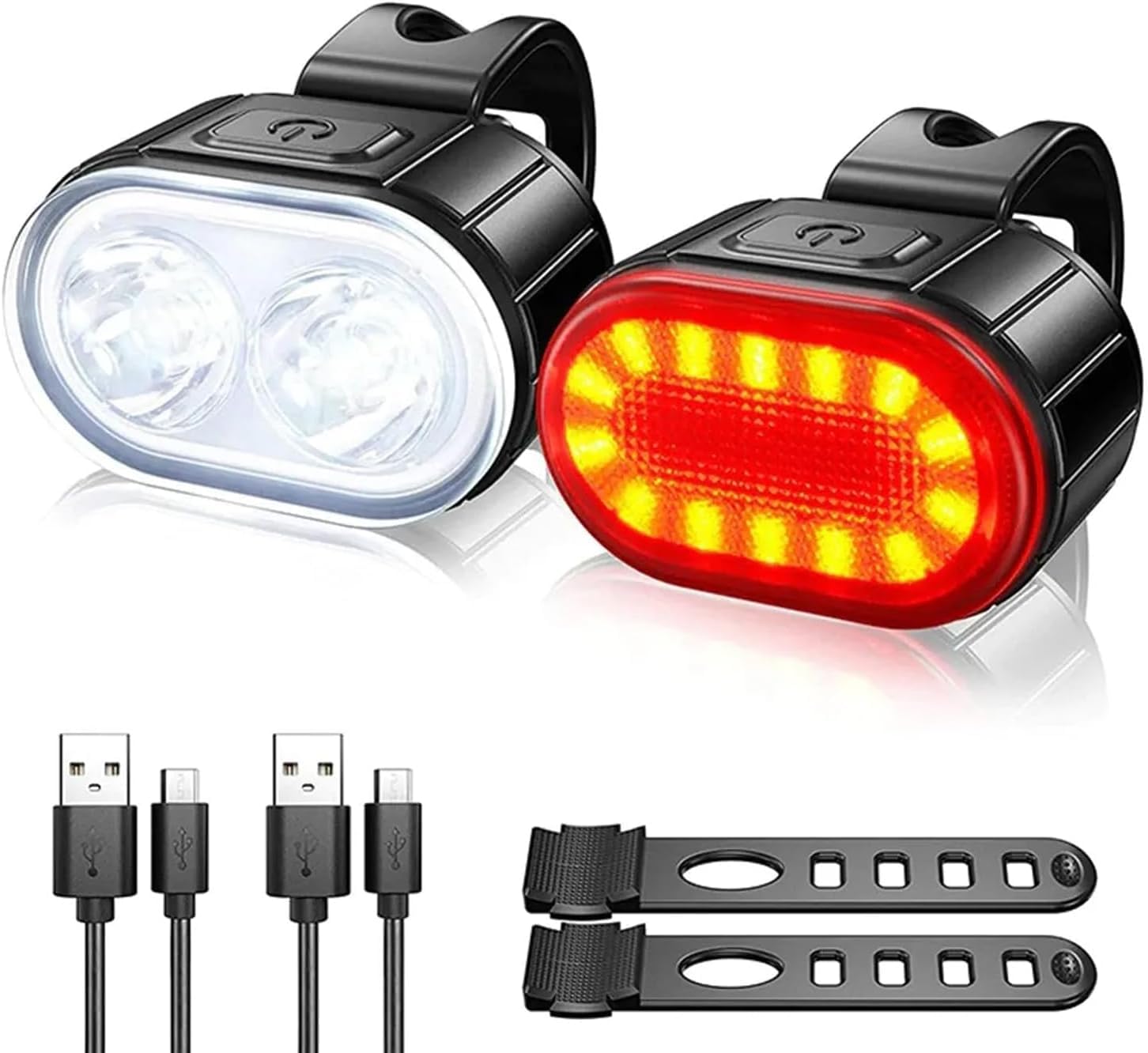 Mountain Bike Lights Set of 2, 350 Super Bright Bike Light Front and Back, 800 mAh Super Long Standby, 6 Lighting Modes Rechargeable IP65 Waterproof Bicycle Lights for Night Riding