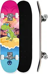 Skate Infantil Iniciante Montado Completo Iniciante 70KG Colorido Dino Life Dreams