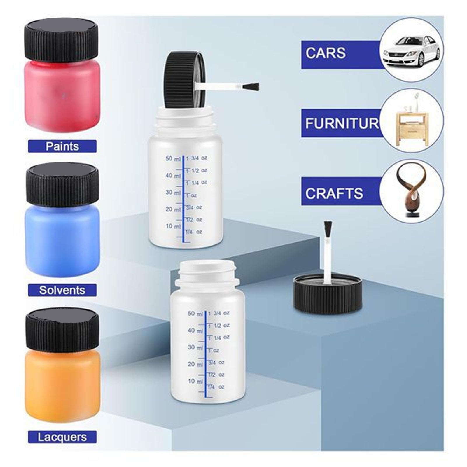 Flacons de Peinture de Retouche 2oz 1oz, 120 Pièces, Réutilisables pour Retouche