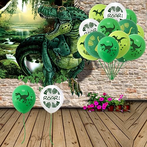 41 PCS 12 Inches Dinosaur Latex Balloons Green Dinosaur Balloons Birthday Animal Latex Balloons with Ribbon for Kids Boys Dinosaur Party Decorations Party Supplies