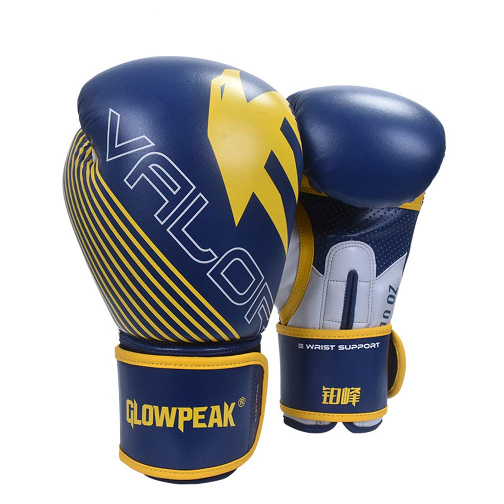 Combattere Guanti di Pugilato per la Formazione di Perforazione Guanti MMA Sparring Pelle Guanti di Pelle Infuso Gel Formazione Muay Thai,Blu,8oz