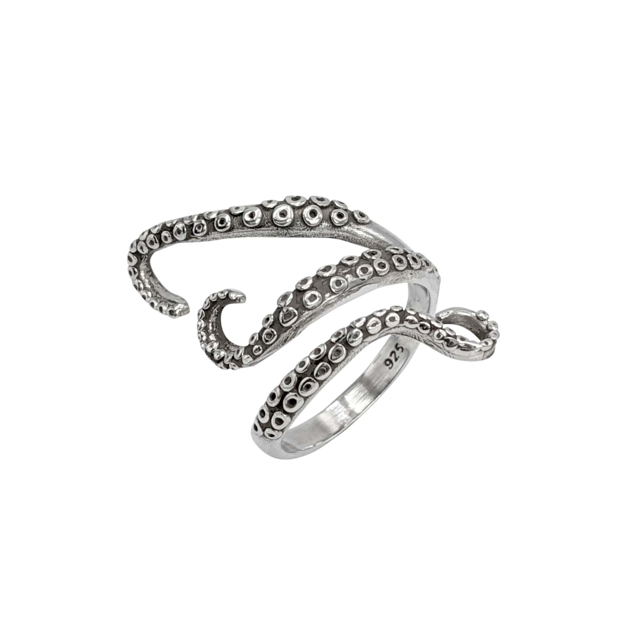 81stgeneration Anillo Envolvente Plata de Ley Brazos Patas Pulpo | Joyería Verano Llamativa | Diseño Medio Dedo Ocean Kraken | Anillo Náutico Playa Pulgar | Anillos Bohemios Anchos Adolescentes