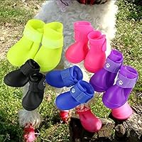 Cdycam Cute Little Pet Dog Puppy Rain Snow Boots Shoes Booties Candy Colors Rubber Waterproof Anti-Slip (Black, XX-Large)