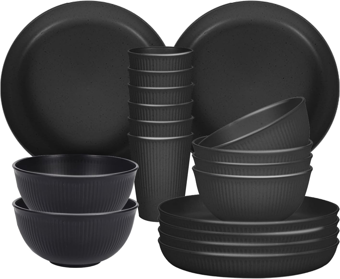 Sagiterra Camping Teller, Picknick Geschirr Sets 6 personen, Camping Zubehör aus Kunststoff für Party, Zuhause, Picknick, leichtes, mikrowellen- und spülmaschinenfestes