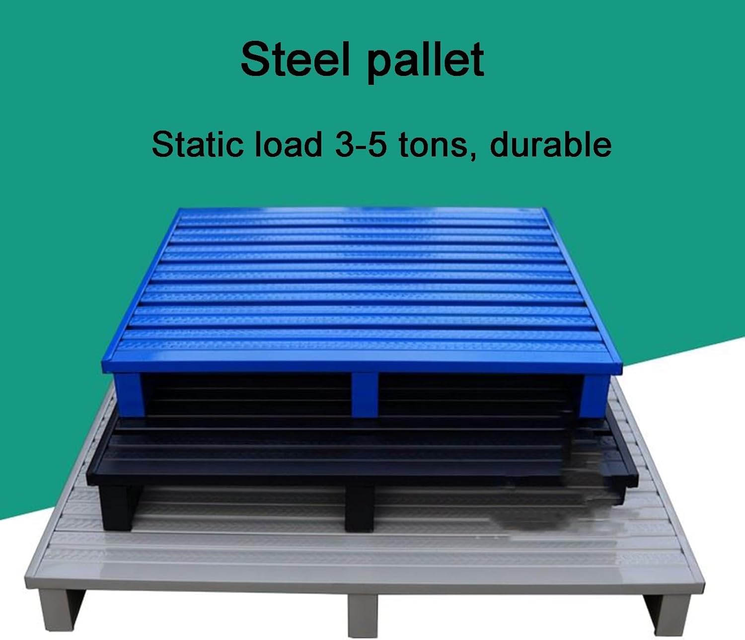 Material nuevo de alta capacidad de carga Plataforma de almacenamiento de acero for palés de gran capacidad de carga for supermercados, plataforma de metal resistente for almacenamiento en sótanos húm