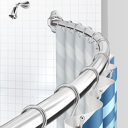 Amazon.com: TENOVEL Curved Shower Curtain Rod, Round 48-72 Inches ...