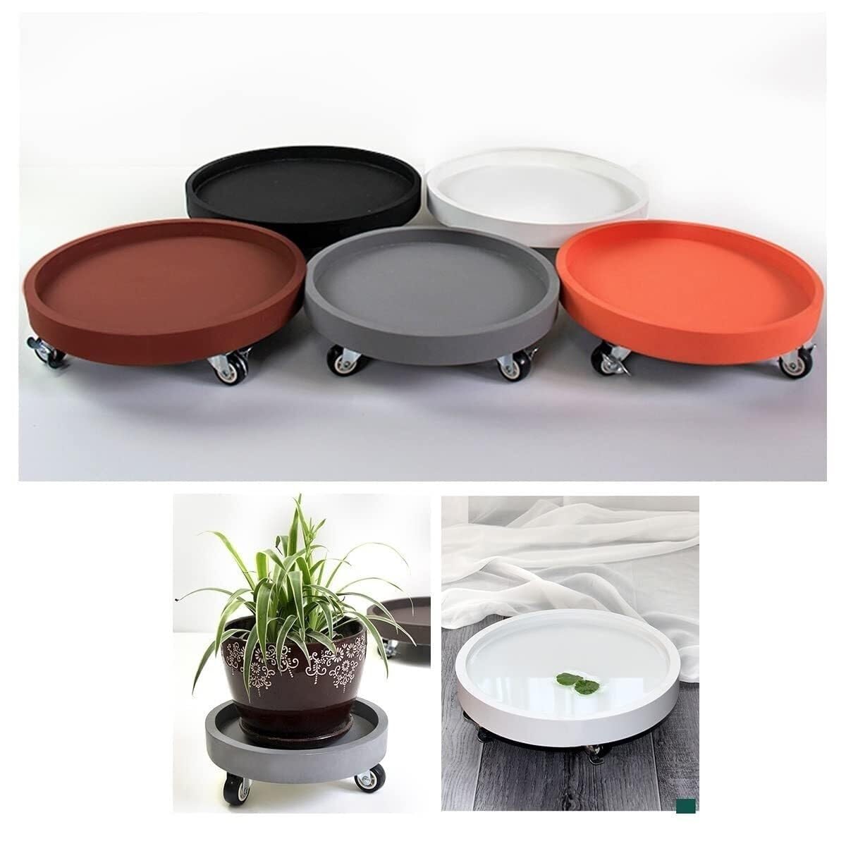 Portavaso con ruote, supporto regolabile in vaso per interni ed esterni, design durevole per una facile mobilità