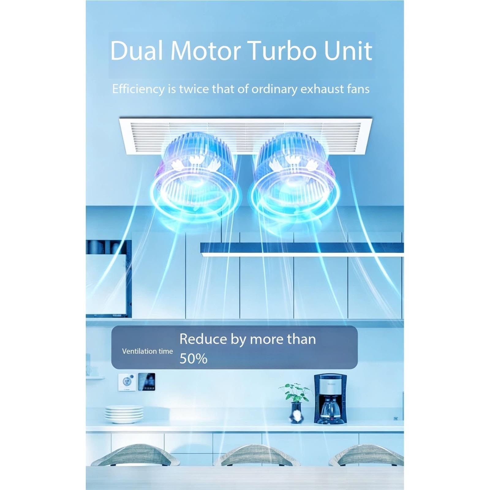 Ideal para el hogar Ventilador extractor de aire techo tira larga