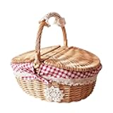ZHENZQ Practical Rattan Woven Basket Serving Display Storage Hamper Basket for Eggs Vegetables Food Fruit Dessert Cookie
