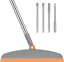 Multifunction Magic Broom, 54 Inch Adjustable Long Handle Silicone Floor Squeegee Broom, Sweep and Scrape 2 In 1 Household Cleaning Brooms for Floor, Bathrooms, Kitchens, Showers, Tile, Pet Hair,Glass