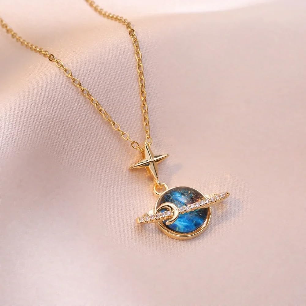 Catena a forma di pianeta in argento | Collana a scatola da 2,5 mm | Ciondolo a forma di pianeta Saturno | Collana in argento da uomo | Gioielli streetwear unici | Idea regalo - Italia