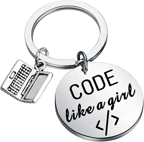 TIIMG Code Like A Girl Llavero Coder Mujer Coder Llavero Coder Regalo Programador Regalo Joyería CSS Regalo