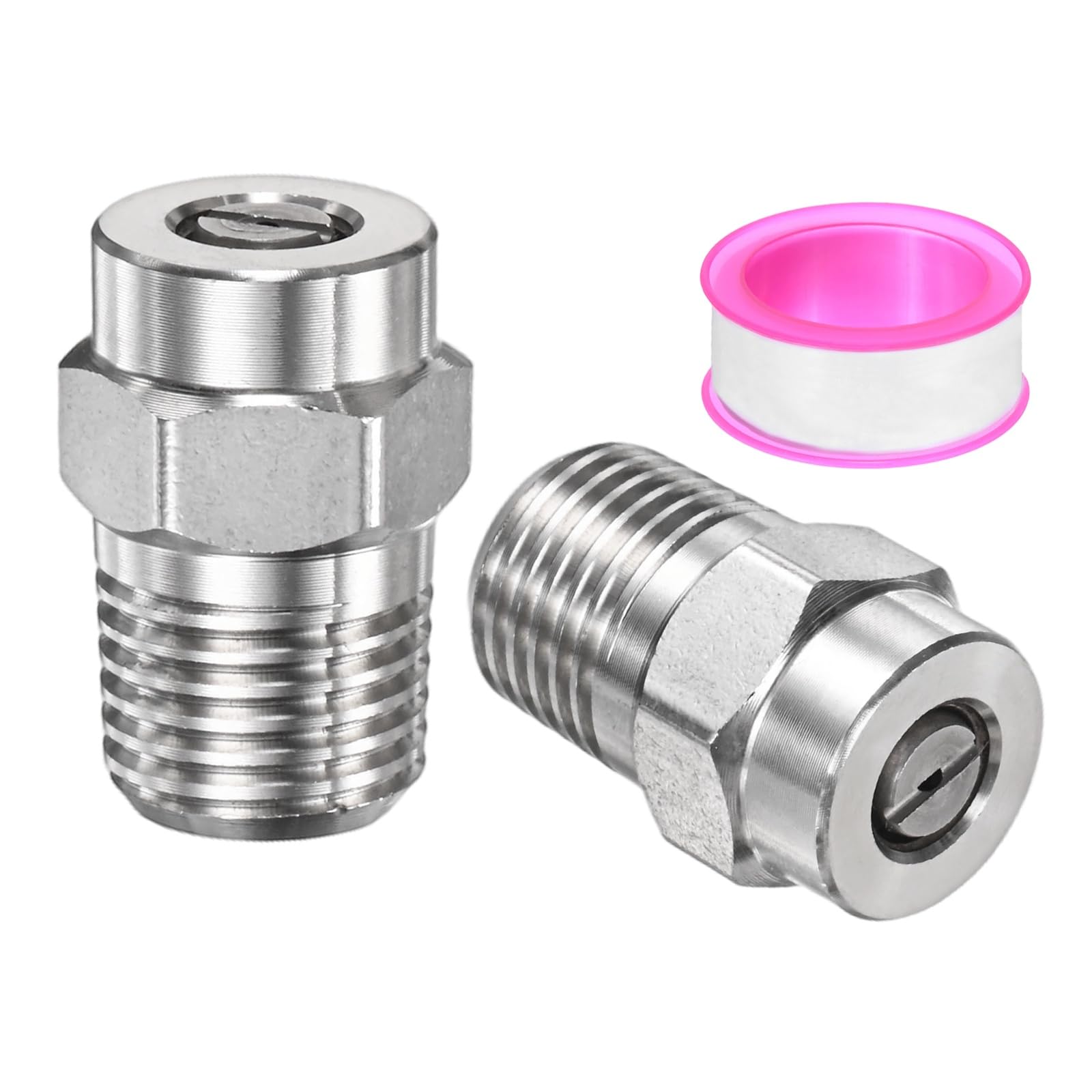 TIXIPEM 1/4IN Male NPT 25 Degree Surface Cleaner Tips [2PCS] - Pressure Washer Nozzles Cleaner Nozzle Replacement Use for Water Gun & Water Broom - [Stainless Steel-1.07MM Orifice]